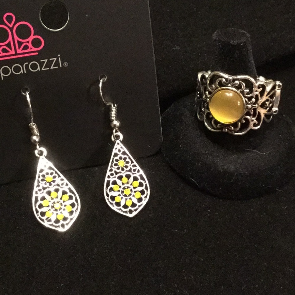 Sunny Duo: Yellow Earrings & Ring